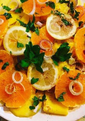 Foto di Cookpadchallenge insalatona, arance,mango, limone, cipollotti
