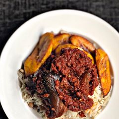 A picture of Fried Goat Meat Stew.