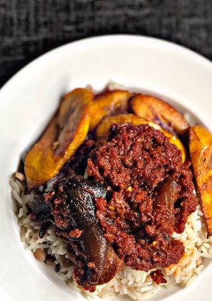 A picture of Fried Goat Meat Stew.