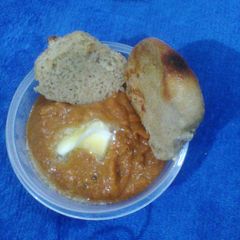 A picture of Homemade pav with bhaji.