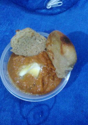 A picture of Homemade pav with bhaji.