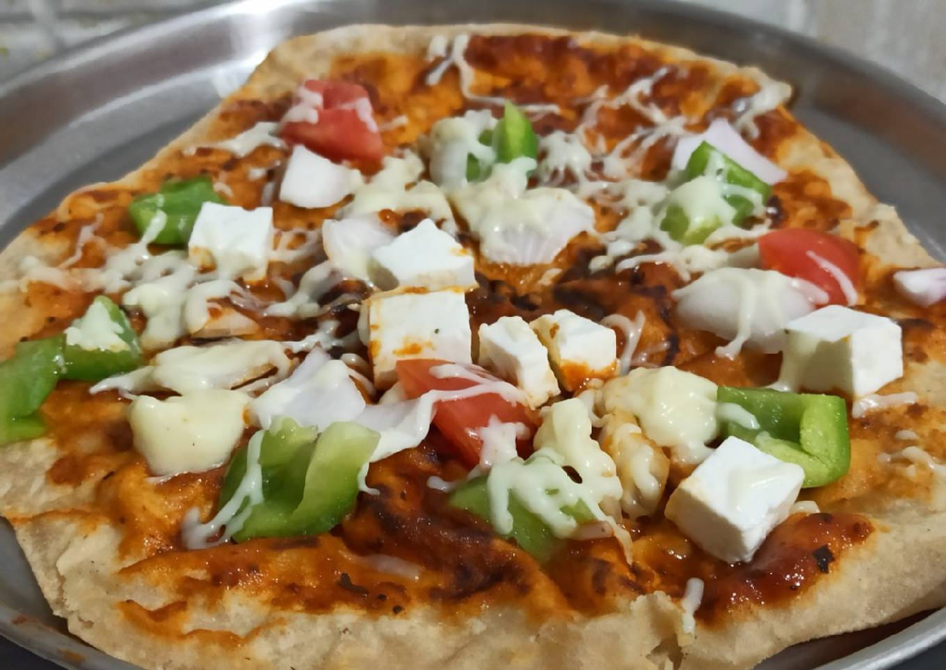 Leftover chapati pizza