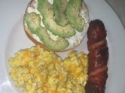 A picture of bagel with egg