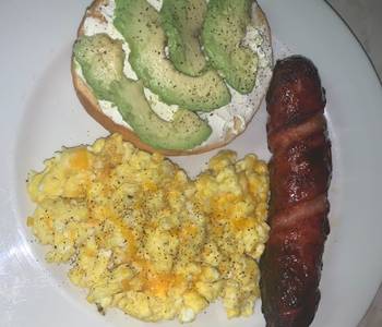 Update, Making Recipe Avocado bagel with cheesy eggs and pineapple smoked sausage Home Style