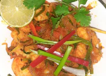 Easy Fast Cooking Prawns with green onions spring onions Delicious Nutritious
