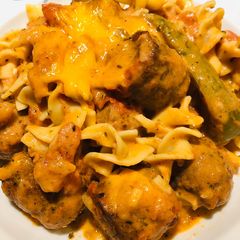 A picture of Creamy Baked Chicken Sausage Casserole.