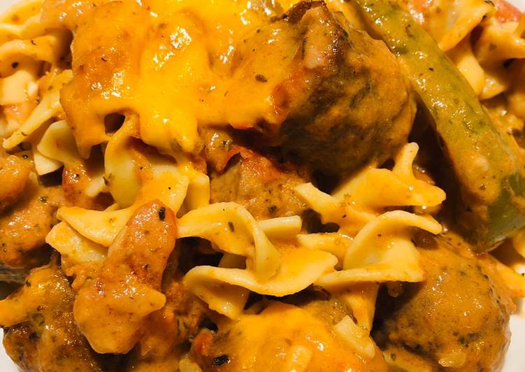 Step-by-Step Guide to Make Any-night-of-the-week Creamy Baked Chicken Sausage Casserole