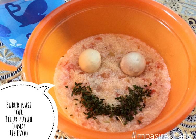 Olahan Bubur nasi tofu telur puyuh mpasi 8m+ | Resep Bumbu Bubur nasi tofu telur puyuh mpasi 8m+ Yang Paling Enak