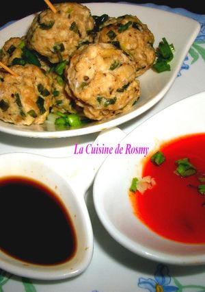 Une photo de Boulettes de viande (poulet) à la Chinoise, cuit à la vapeur