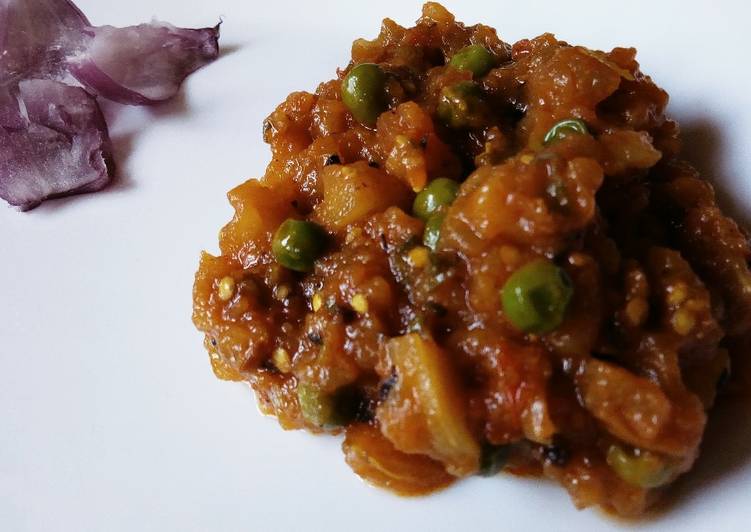 Roasted Eggplant with peas#weeklyjikonichallenge