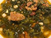 A picture of bean soup with oregano