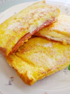 一鍋到底「火腿起士法式吐司」香濃美味!! 的食譜成品照片