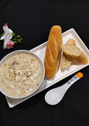 Foto resep Baguette & Creamy Fish Soup