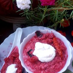 A picture of Beetroot pachadi(Beetroot raita).