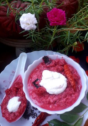 A picture of Beetroot pachadi(Beetroot raita).
