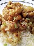 Coliflor en salsa🍯 de naranja🍊 con arroz🍚😊😋