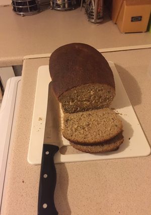 A picture of 50:50 multi-seed loaf.