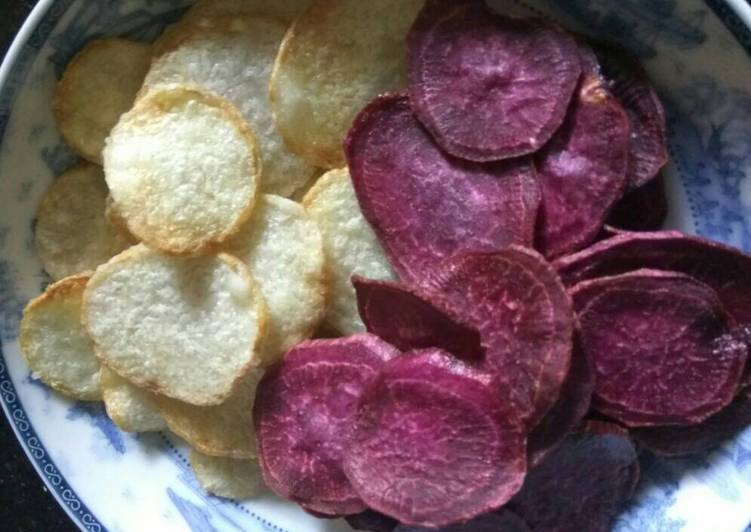 Bagaimana memasak Keripik talas+ubi ungu Anti Gagal