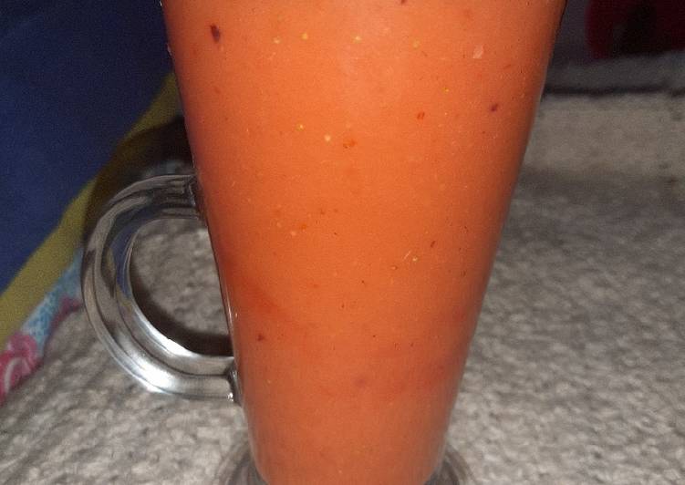 Recipe of Super Quick Homemade Peach-Strawberry Smoothie (Vegan)