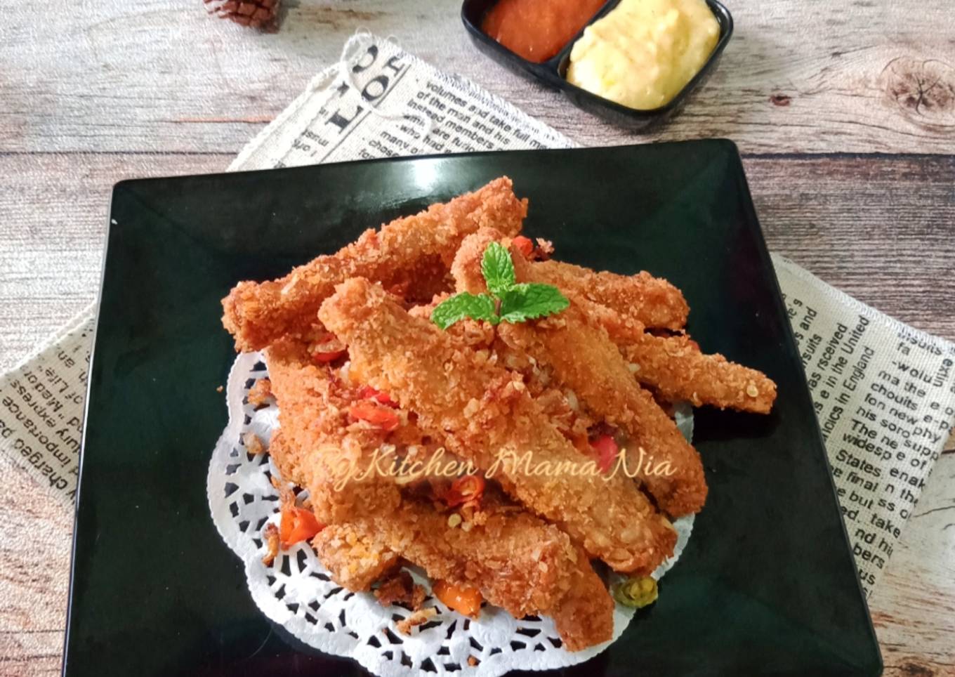 Tempe Stik Crispy Cabe Garam Saus Bechamel
