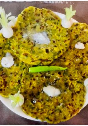 A picture of #Spring Onions-Methi & Dal Paranthas.