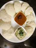 Healthy Oats Stuffed Soft Idli Sambhar with coconut chutney