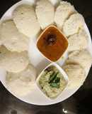 Healthy Oats Stuffed Soft Idli Sambhar with coconut chutney