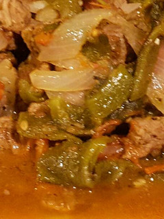 Una foto de Carne de res con rajas de poblano