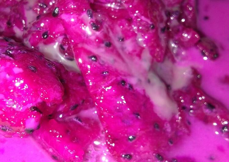 Dragon fruit with simple syrup