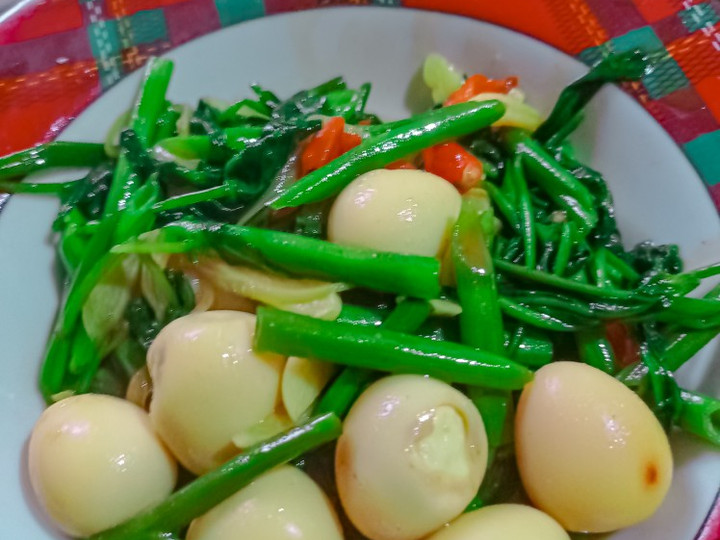 Bagaimana Menyiapkan Tumis kangkung telur puyuh Anti Gagal