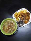 Sup sayur pentol sosis,sambal kecap dan ayam tahu tempe ungkep