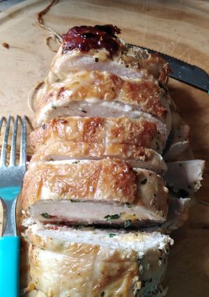 Una foto de Pechuga de pollo arrollada