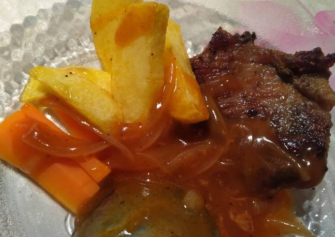 Cara Gampang Menyiapkan Steak sapi saos barberque Anti Gagal