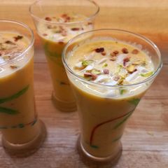 A picture of Mango chia seeds sweet Lassi.