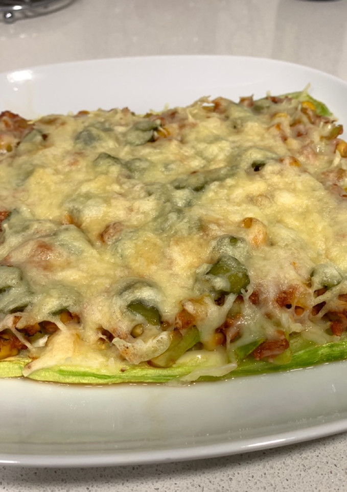Una foto de Calabacín estilo pizza al microondas