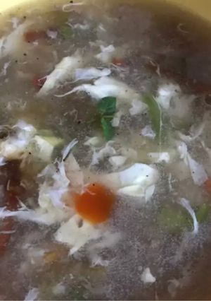 A picture of Chicken corn soup.