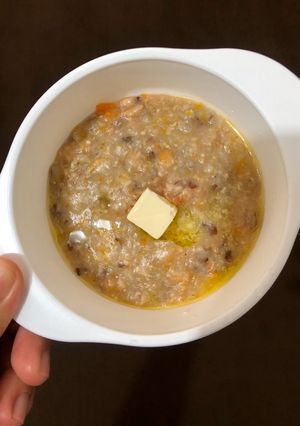 Foto resep Mpasi 8 bulan(nasi, salmon, tempe, wortel)