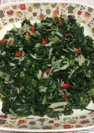 Foto resep Tumis daun singkong dengan teri medan