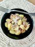 Ñoquis de patata con bacon al curry