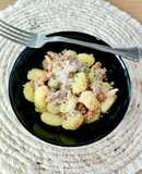 Ñoquis de patata con bacon al curry