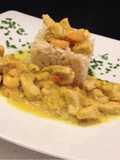 Pollo e gamberi al curry