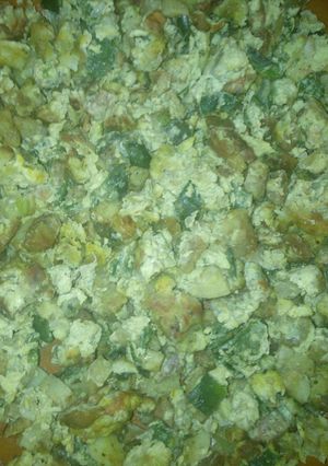 Una foto de Huevo con papas y chile poblano a la Mario, s