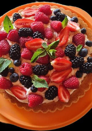 A picture of Upside-Down Red Berry Tart.