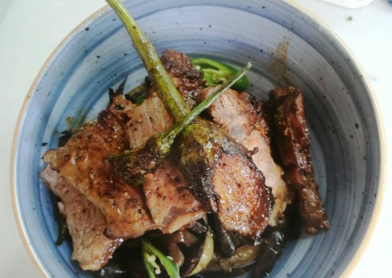 Steak with grilled veggies