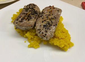 Una foto de Risotto al Azafrán con el toque Sonorense