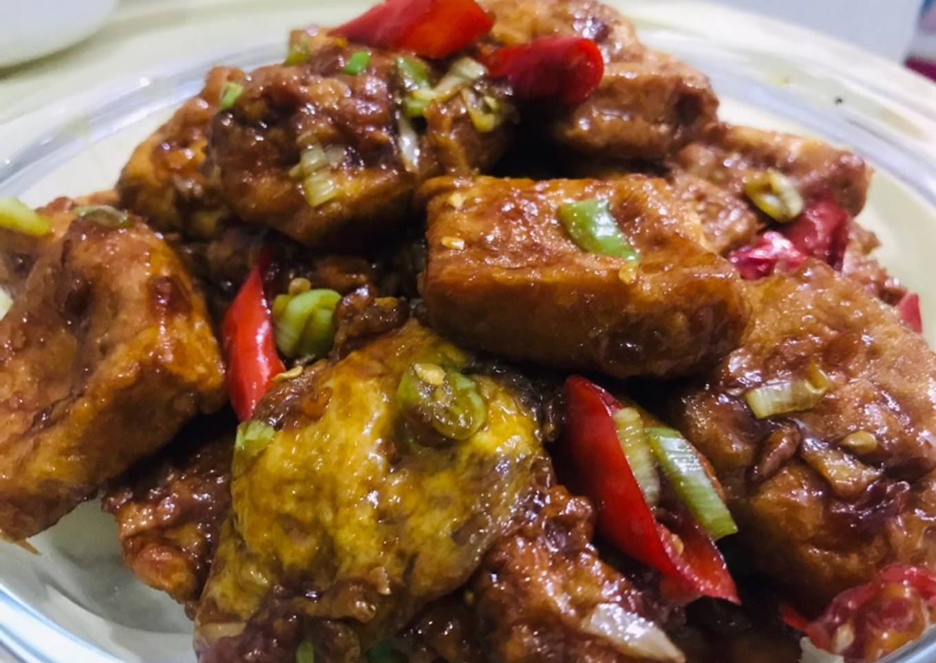 Tahu goreng saus oriental