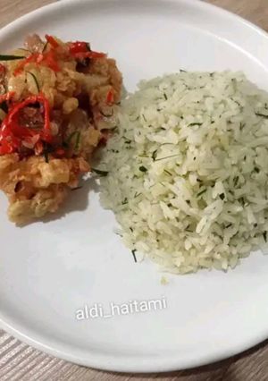 Foto resep Cumi crispy sambal matah dan nasi daun jeruk