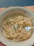 Spaghetti almendrado cremoso. ॐ