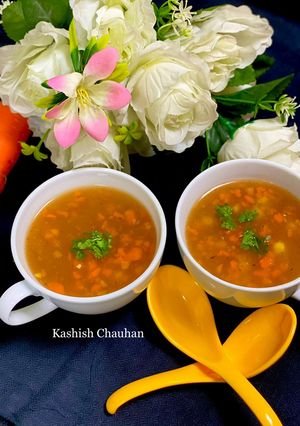 A picture of Carrot & Sweet Corn Soup.