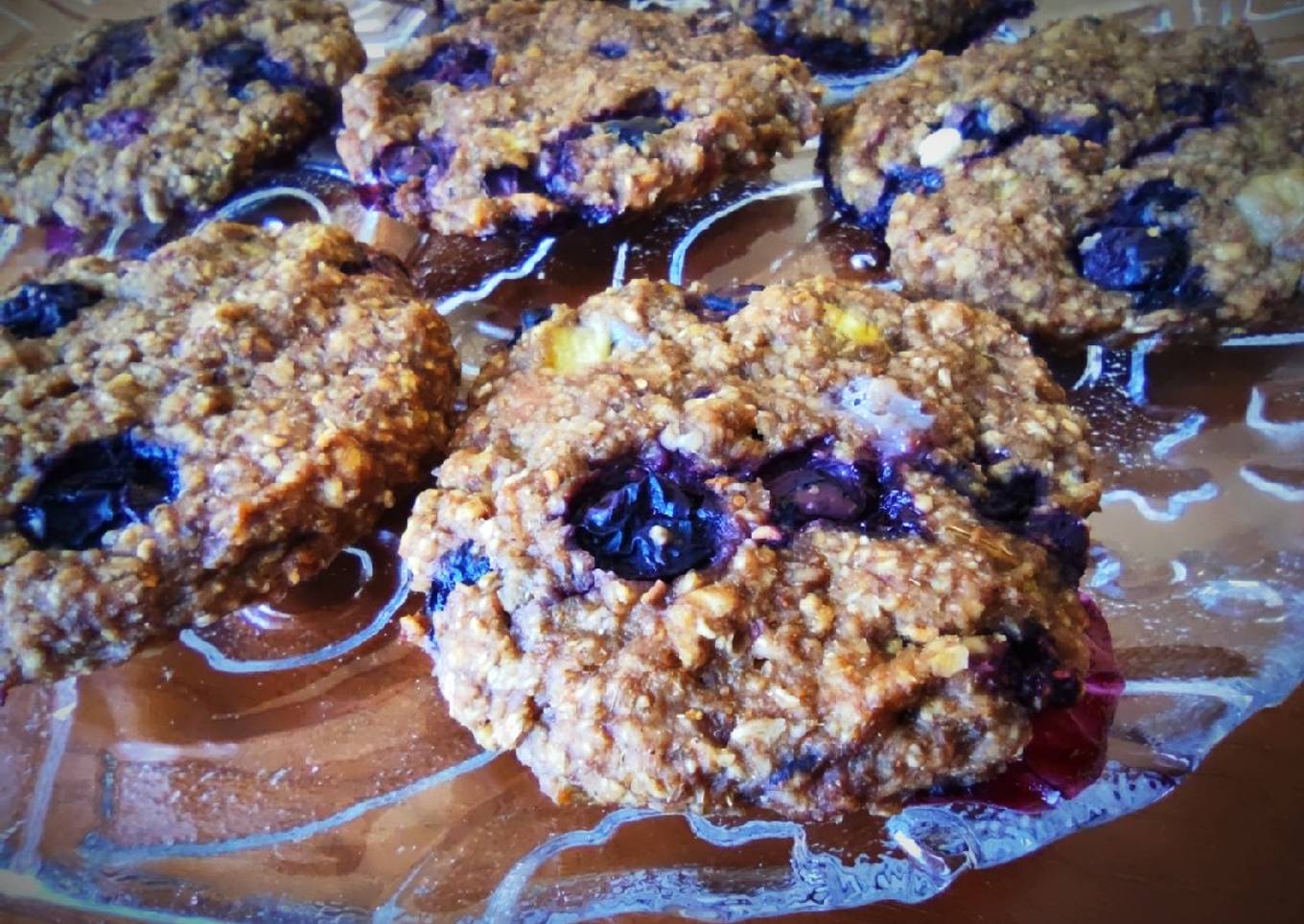 Galletas de avena y plátano con arándanos (saludables)